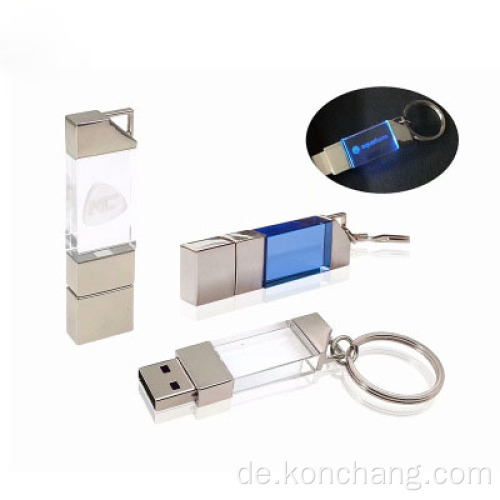 Kleines Kristallglas USB-Flash-Laufwerk 3D-Logo